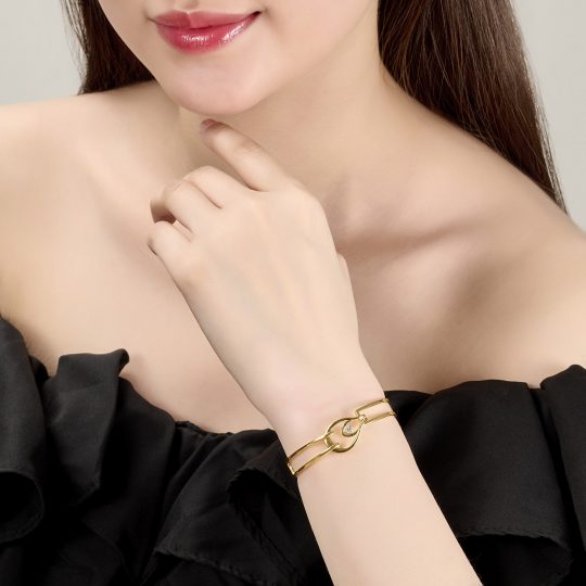 Custom Fine Jewelry Gold Vermeil Silver Bangle Bracelet For Women