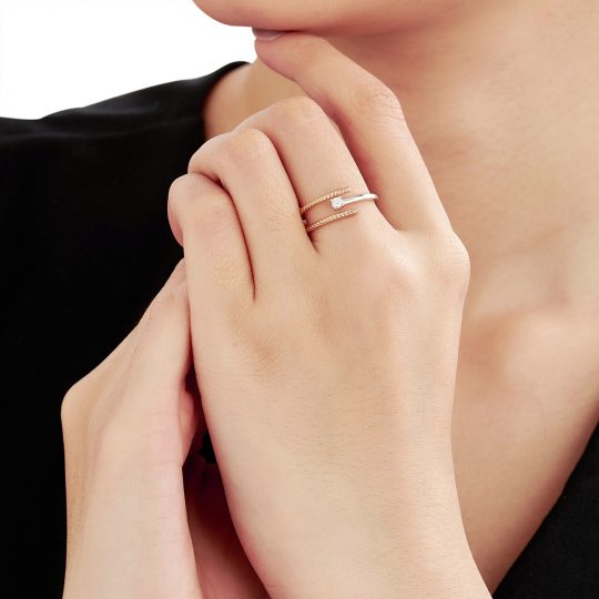 DNA fine rose gold jewelry Cz ring