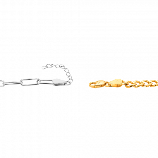 Sterling silver women luxury fine jewelry two-tone chain necklace