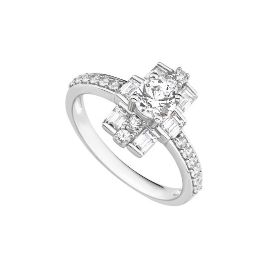 10K White Gold Multi-shape Diamonds Ring